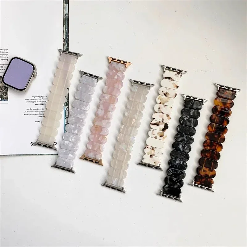 Resin Strap for Apple Watch Band 38 45mm 46mm 40mm 41mm 42mm 44mm 49mm Elastic Adjustable Bracelet for iWatch 10 9 8 7 6 5 4 se