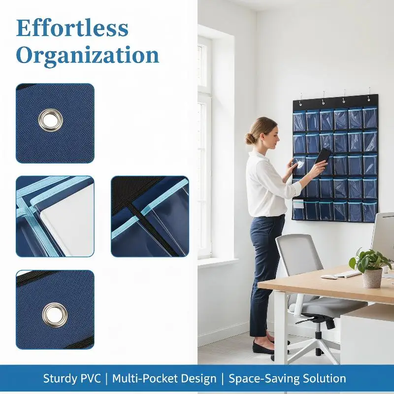 30 Pockets Phone Hanging Organizer Over The Door Storage Bag Numbered Wall-mounted Phone Bags For Classroom Office Dormitory