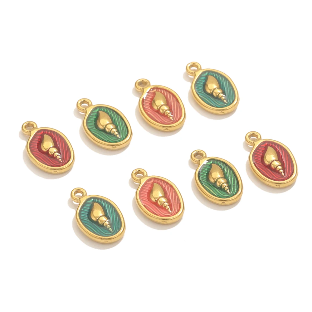 4 قطعة الفولاذ المقاوم للصدأ المينا الصيف محارة السحر لصنع المجوهرات سوار DIY بها بنفسك أقراط المعلقات والمجوهرات لوازم الحرف السائبة