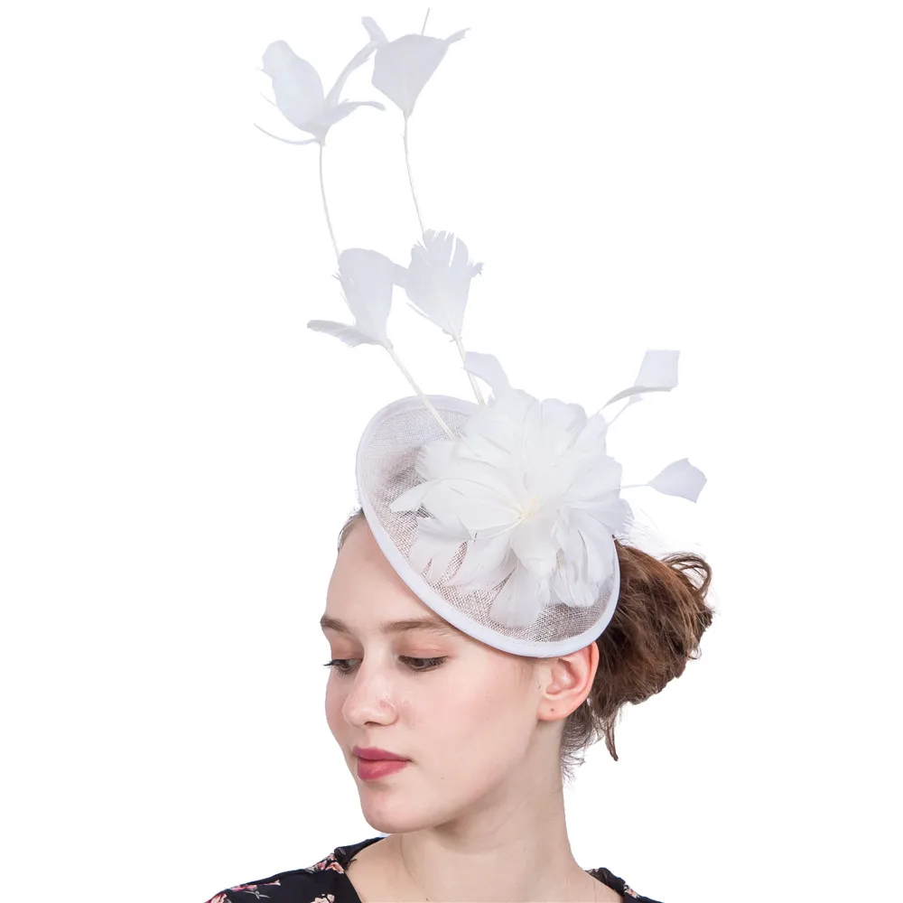 

Ladies Fascinator Sinamay Hats With Feather Millinery For Wedding Party Races Kentucky Derby Ascot Headpiece Event New Design