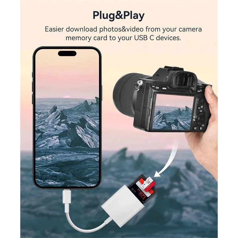 2 in 1 USB C  To SD TF Card Reader Adapter for IPhone 15 14 13 12 16 Pro Max IPad Otg Micro SD Memory Card Connector