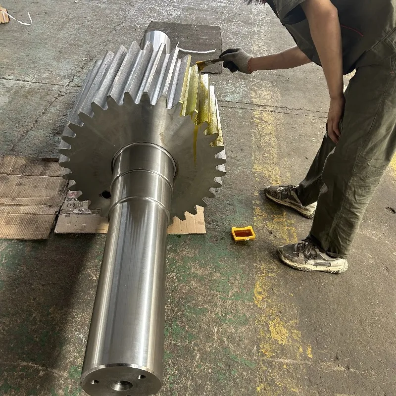 Custom OEM Forged Large Right Hand Helical Gear Pinion Shaft with 20 Module Gear Nickel Coated