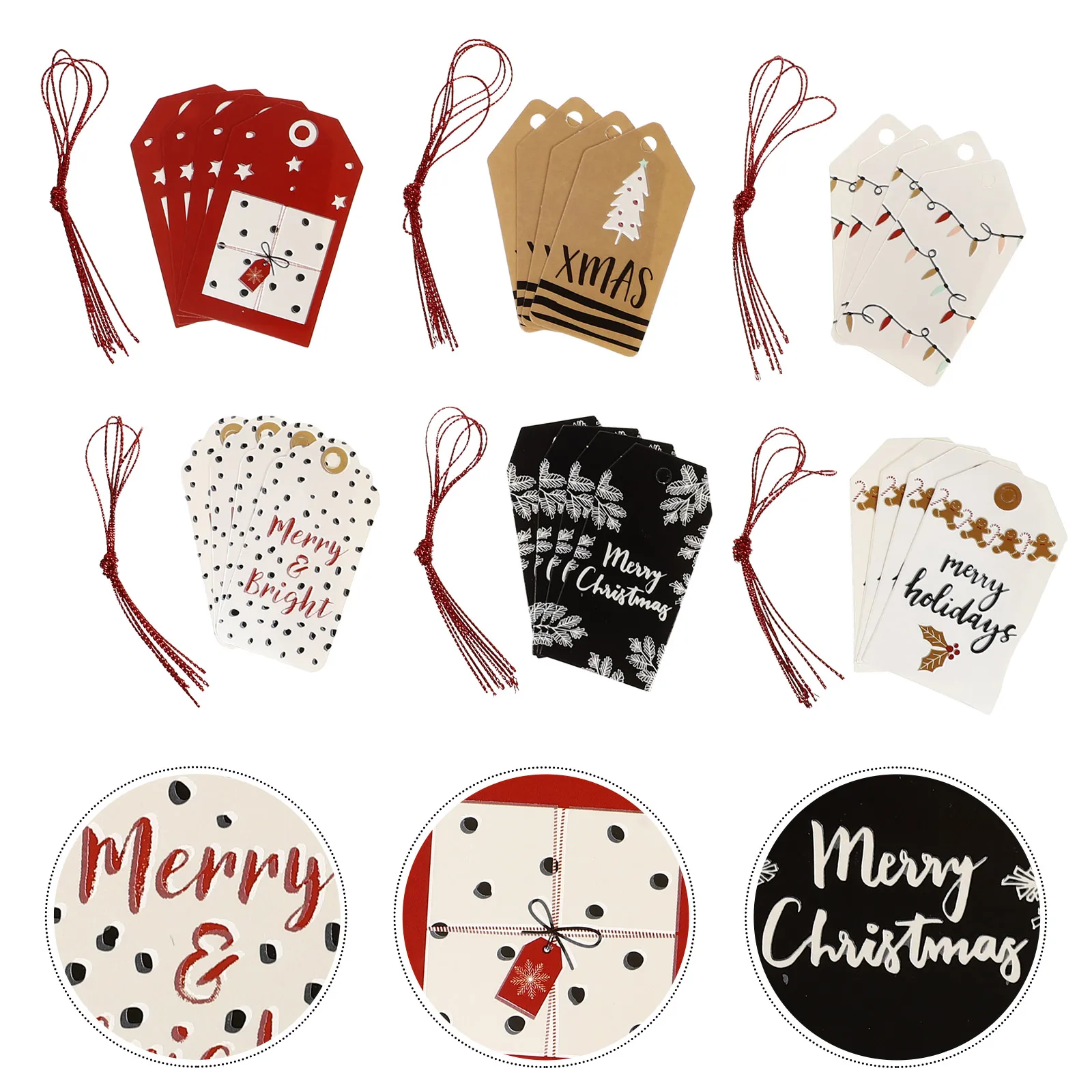 

24 Pcs Paper Christmas Tree Decoration Hanging Card Gift Holiday Party Tags Supplies