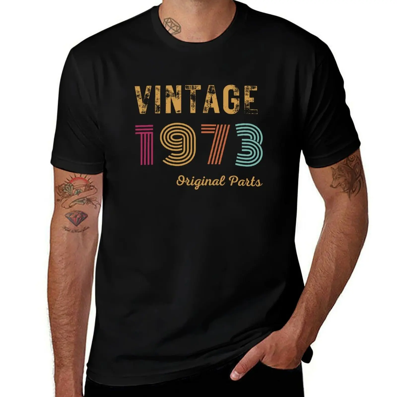 

Vintage 1973, 50th Birthday Gift for Men Women Vintage Original Parts Retro T-Shirt vintage graphic tee tops t shirt men