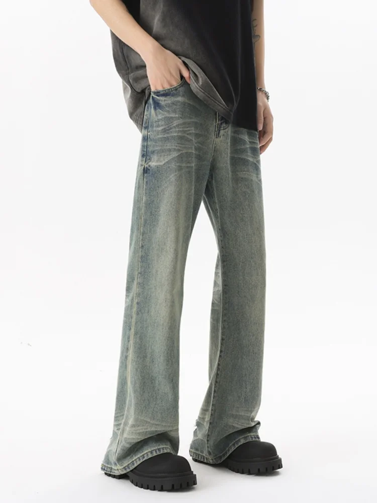 

Мужские джинсы в стиле ретро 2024: Новые летние тонкие прямые свободные брюки в пол из износостойкого хлопка и полиэстера