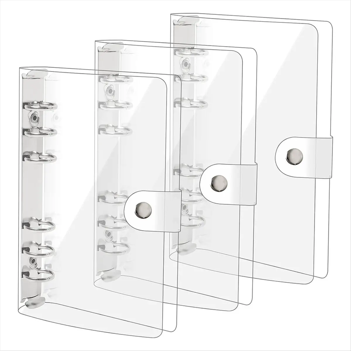COFA 3 Pack A6 Transparent Soft PVC 6 Ring Binder Cover Clear Binder Notebook Cover A6 Binder for Refillable Notebook