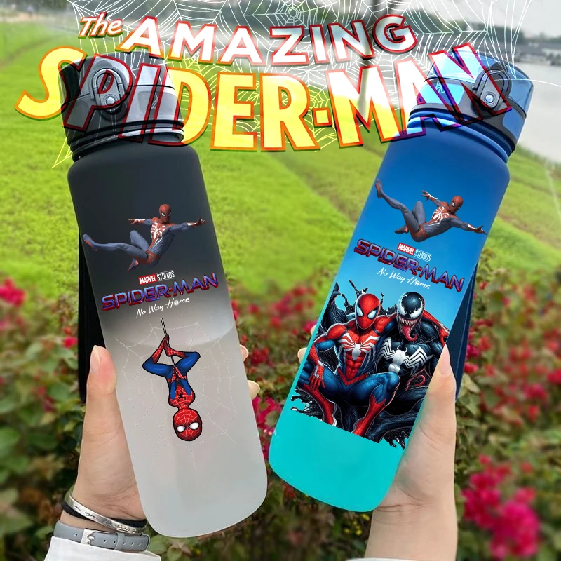 Marvel Spider-Man Large Capacity Portable Plastic Outdoor Sports Drinking Cup Mountaineering Cup Gift Cartoon Water Bottle