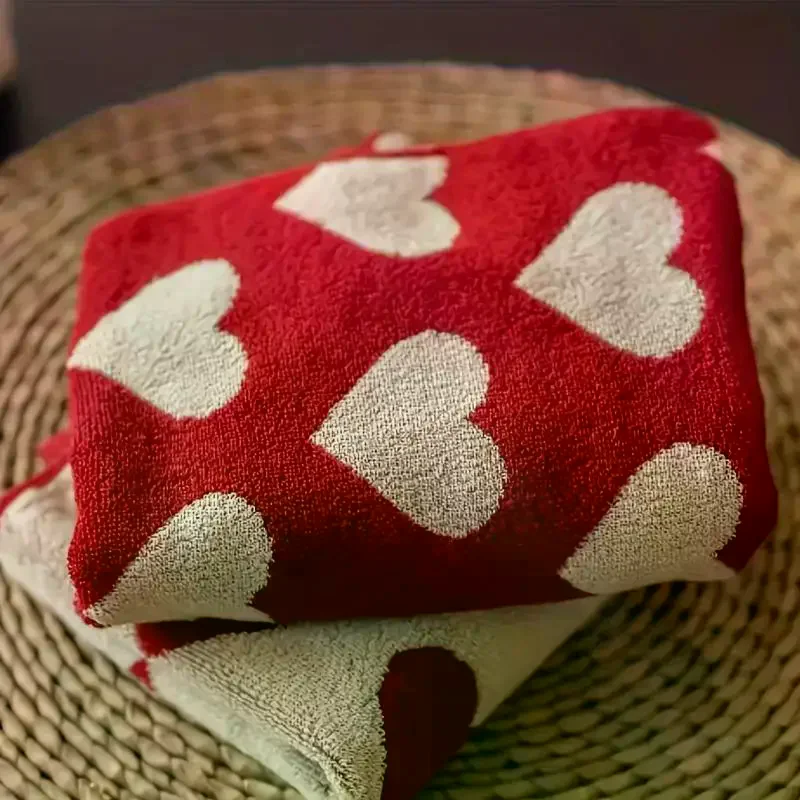 Heart Cotton Towel Red Soft Face Bath Towels Absorbent Shower Towel For Bathroom Adults Couple Wedding Valentine's Day Gift