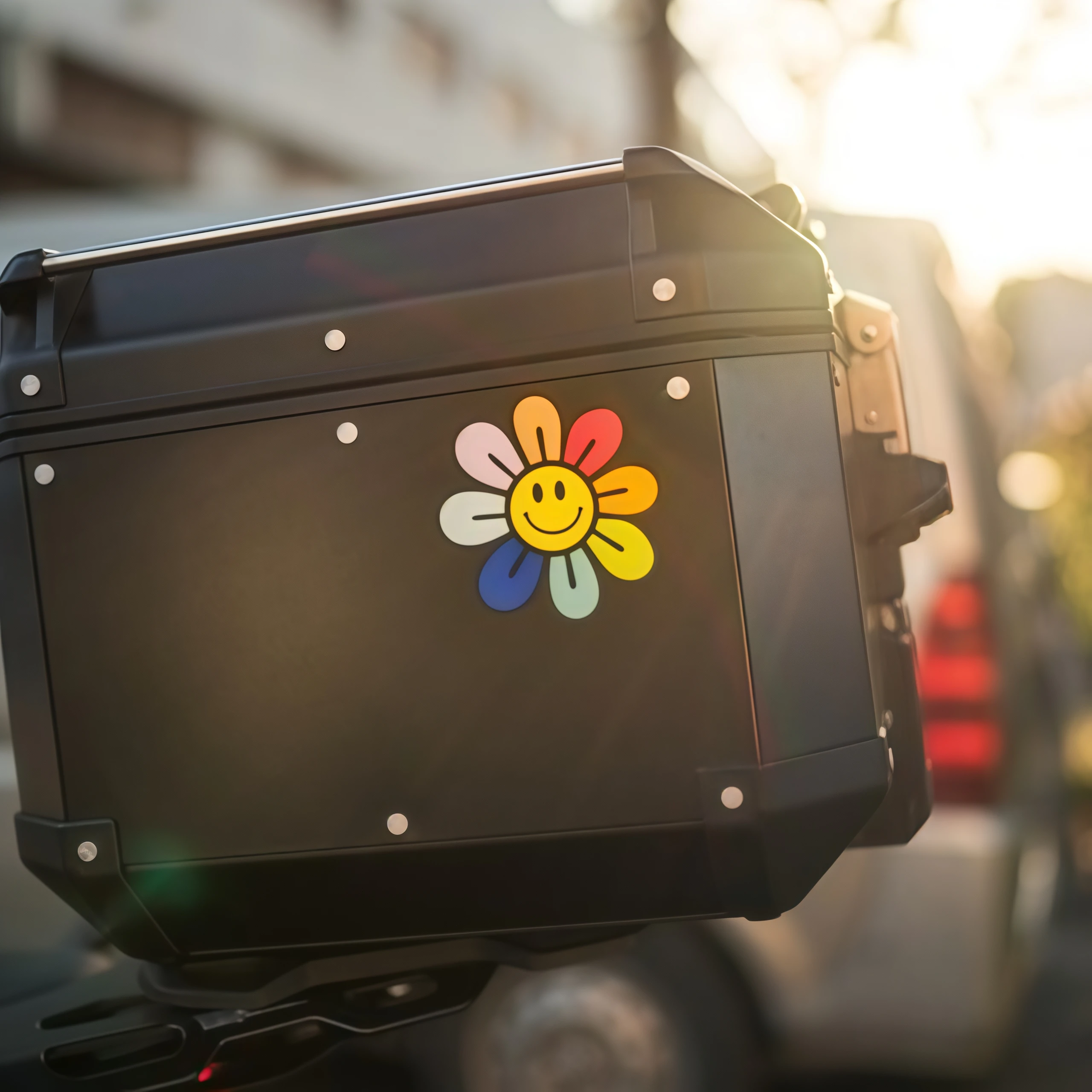 3 قطعة ملصقات الدراجات النارية Smile and Flower مقاومة للماء لخوذة خزان الوقود للدراجات النارية DIY شارات فينيل عالمية لنافذة السيارة #4