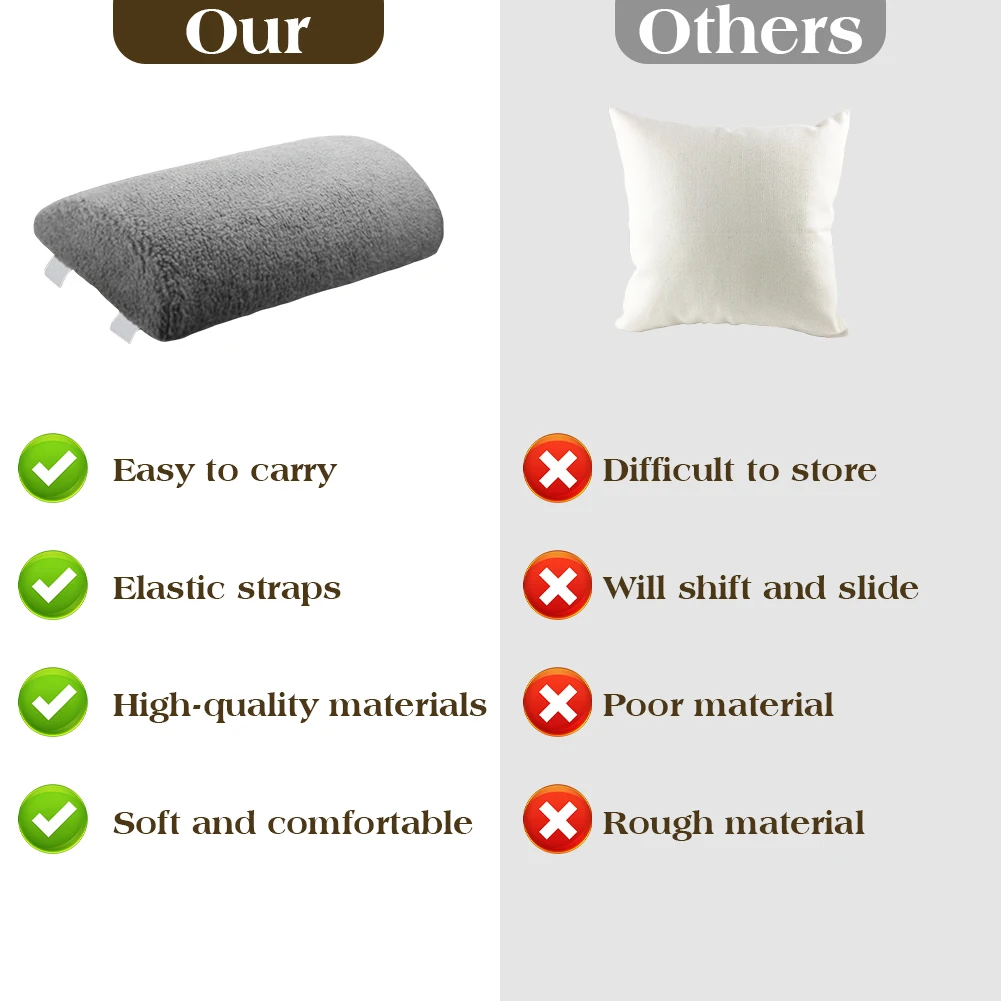 

4inches Ergonomic Footrest Pillow Memory Foam Half Roll Leg Pillow with Elastic Strap Half Moon Bolster for Bed Chair Sofa