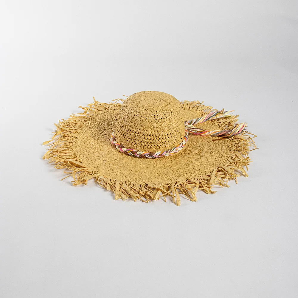 USPOP Fashionable Handmade Straw Sun Hat with Hollow Out Design and Tassel Edge for Summer Beach