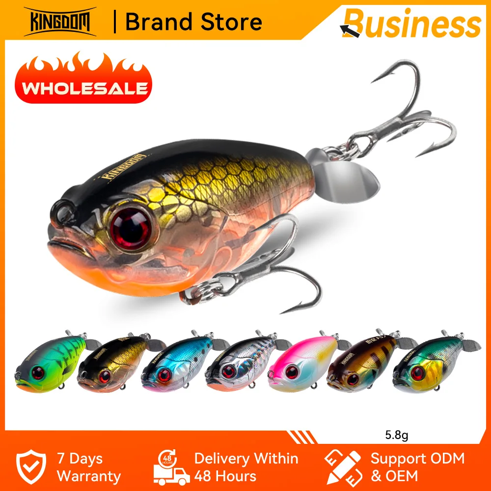 Kingdom GoldPop 35mm 5.8g Topwater Whopper Popper Fishing Lure Pike Fishing Floating Wobbler Artificial Hard Bait with Propeller