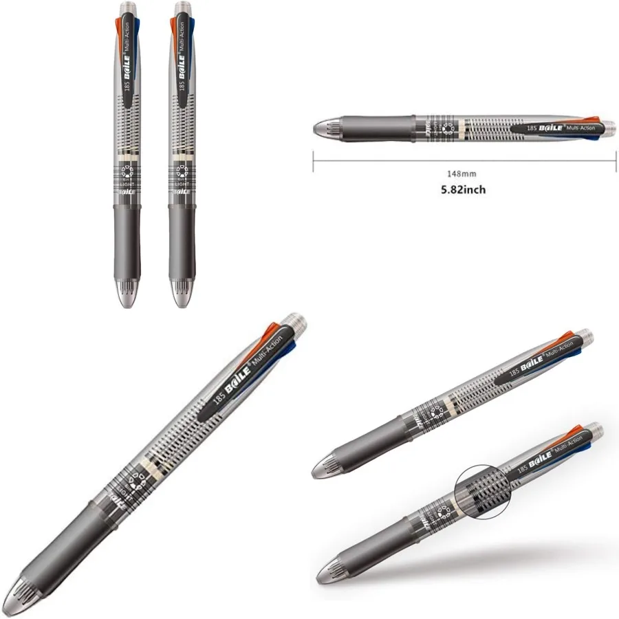

5 in 1 Multifunctional Pens with 4 Color Ballpoint and 0.5 mm Mechanical Pencil for Office School and Travel Use Dual Function