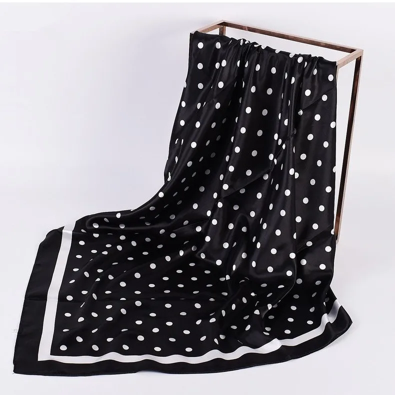 Kopf Schal Frauen Luxus Marke 90 × 90 cm Seide Quadrat Schal Satin Bandana Cheveux Weiche Halstuch Hijab Haar schals Für Damen – Detail 4