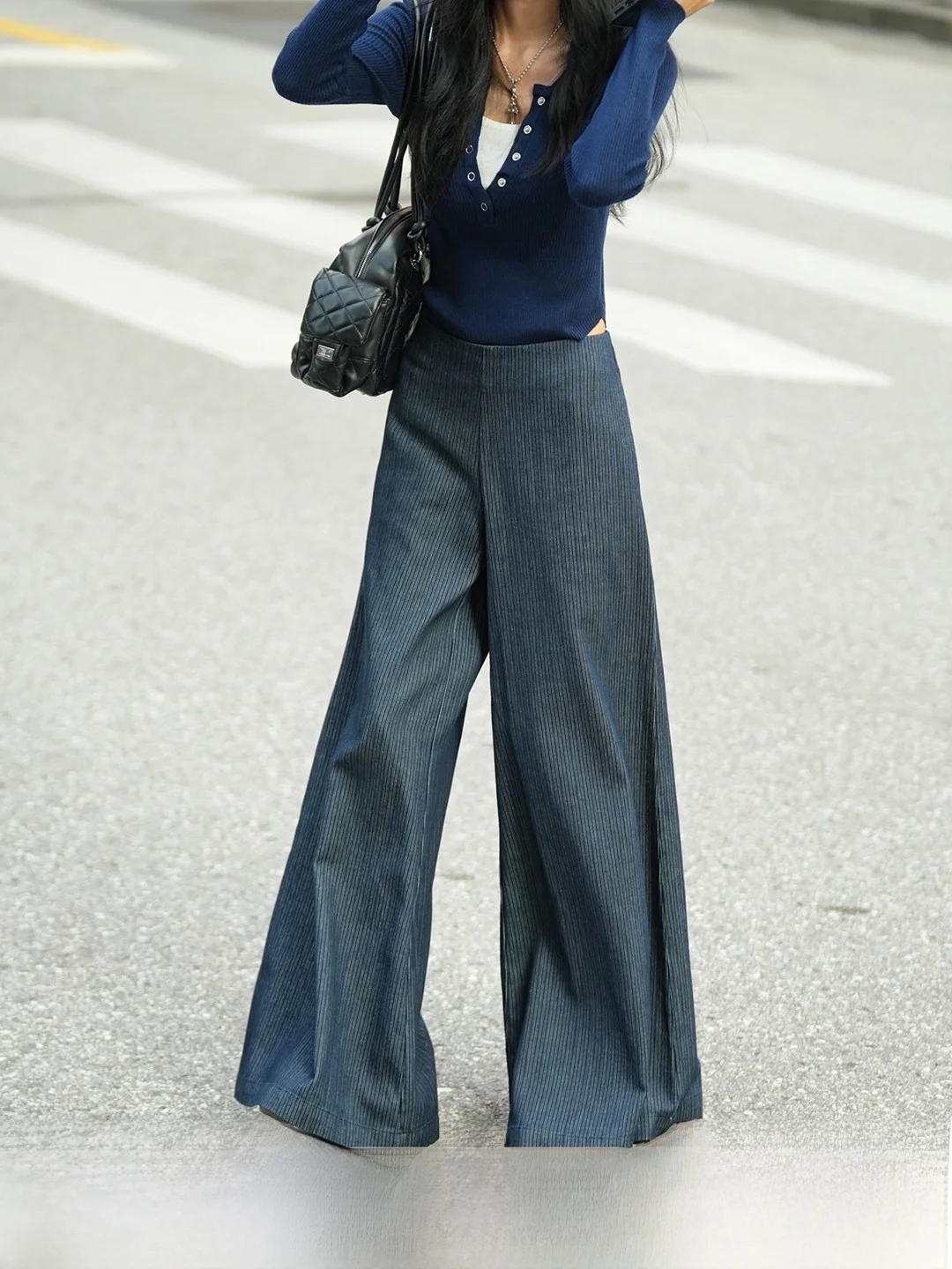 

Джинсы женские Luna7xi синие винтажные свободного кроя с высокой талией, широкие брюки, длинные штаны, осенние модные универсальные джинсы из денима