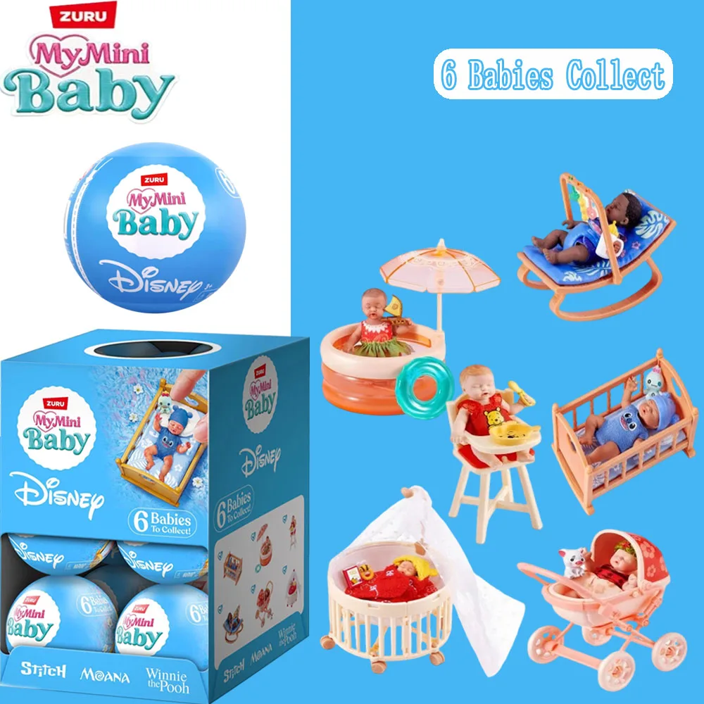 ZURU My Mini Baby Disney Collectible Mini Silicone Baby Dolls with Surprise Accessories Nursery Playset Toys