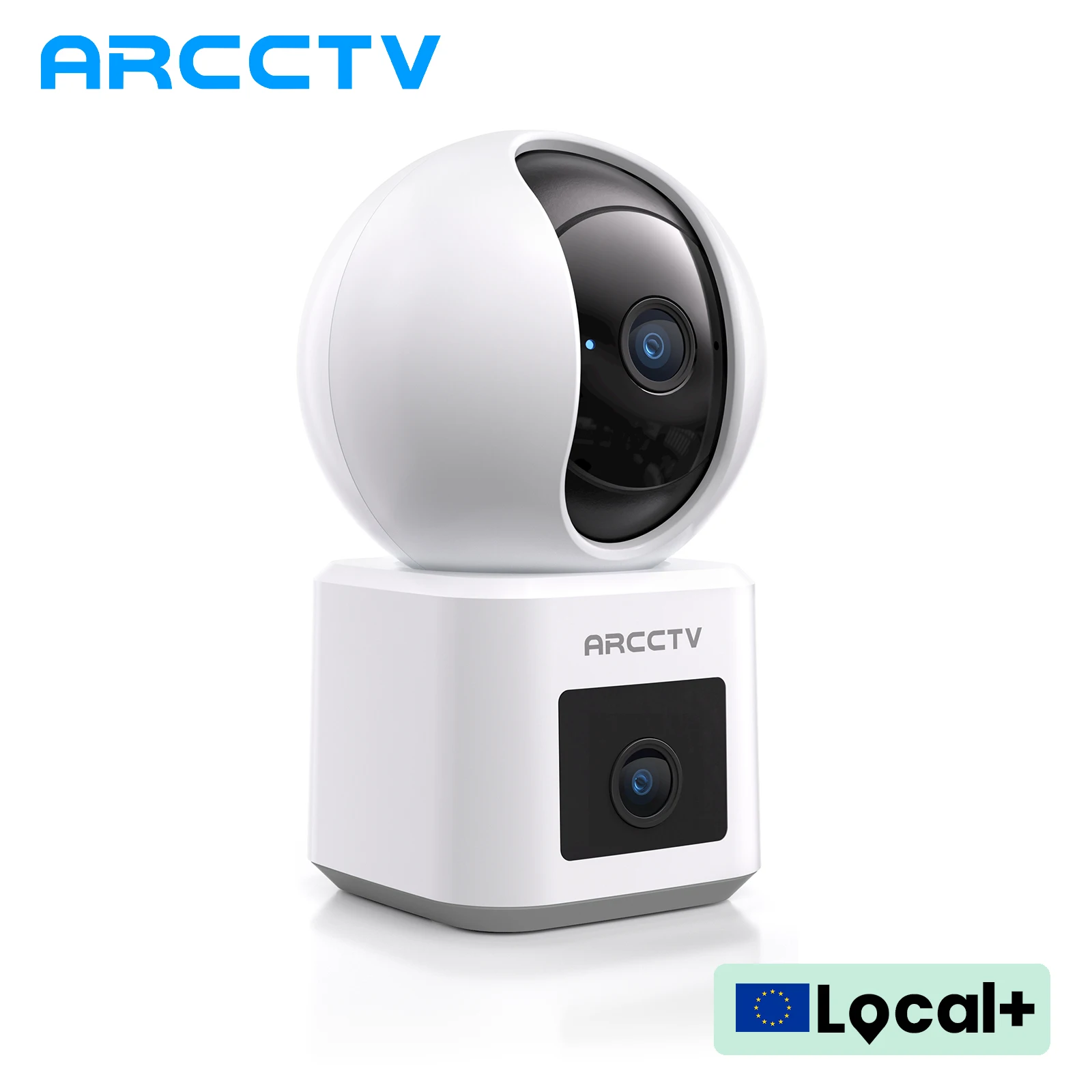 Caméra de surveillance WiFi ARCCTV 2K à double objectif, HD, conversation bidirectionnelle, vision nocturne IR, caméra de sécurité sans fil 360° °   Suivi automatique