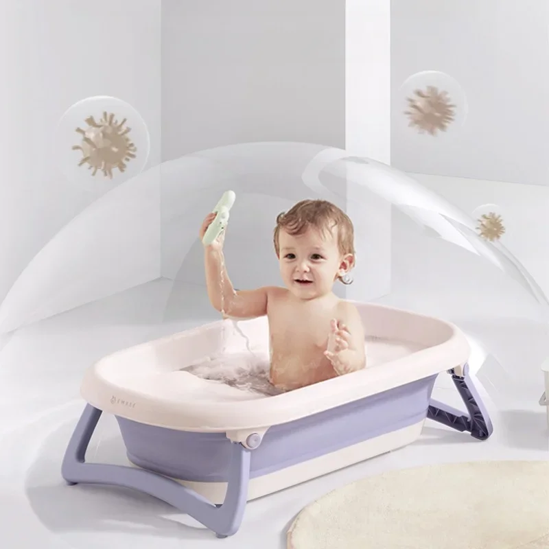 Newborn Bath BucketPortable Home BathtubIncreased ThickeningStable Anti-skid Bath BasinFolding Storage for Convenience