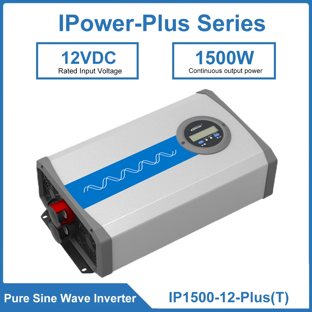 

EPEVER IP1500-12-Plus(T) 1500W Pure Sine Wave Inverter 12VDC Output Power Factor Up To 1 Extra External Switch Port