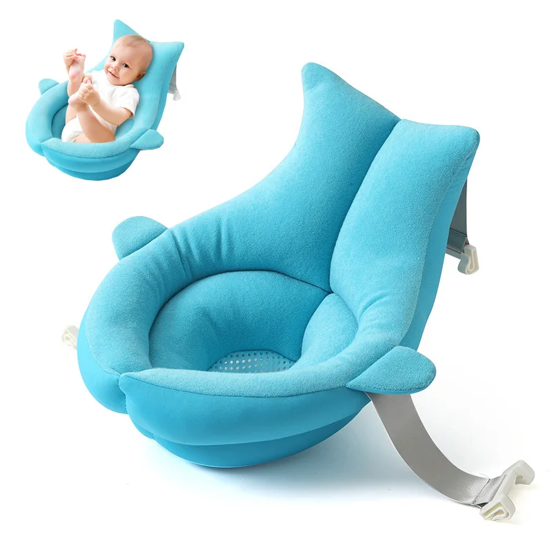 

Baby Shower Blooming Flower Newborn Bathtub Foldable shark shape Cushion skin Bath pad portable bath tub Soft Seat Play mat 80cm