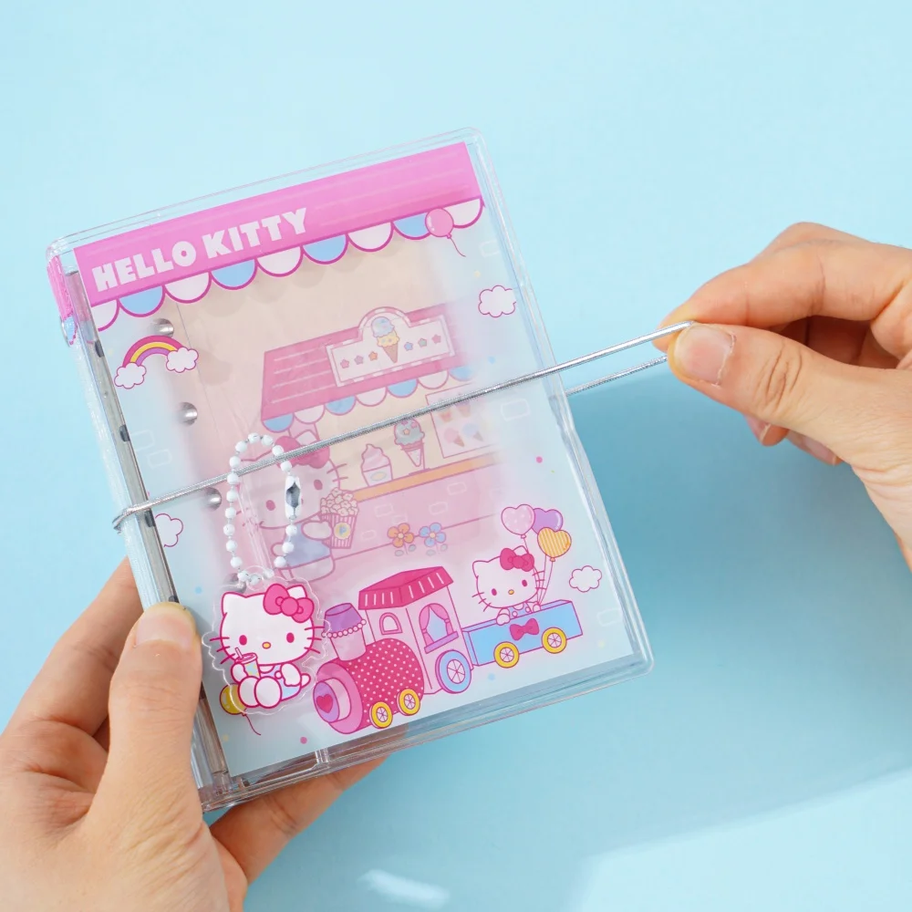 Genuine Sanrio Hello Kitty M5 Notebook Kawaii PVC Clear Cover  Planner Cartoon Kt Cat Loose-Leaf Scrapbook Study Stationery Gift