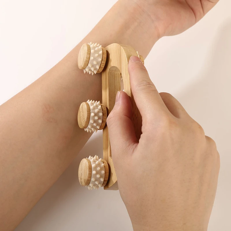 Massage-Roller, manuelles Massagegerät aus Holz, Holz-Rückenmassage-Roller für Nacken, Beine, Rücken, Tiefengewebe-Muskelmassage