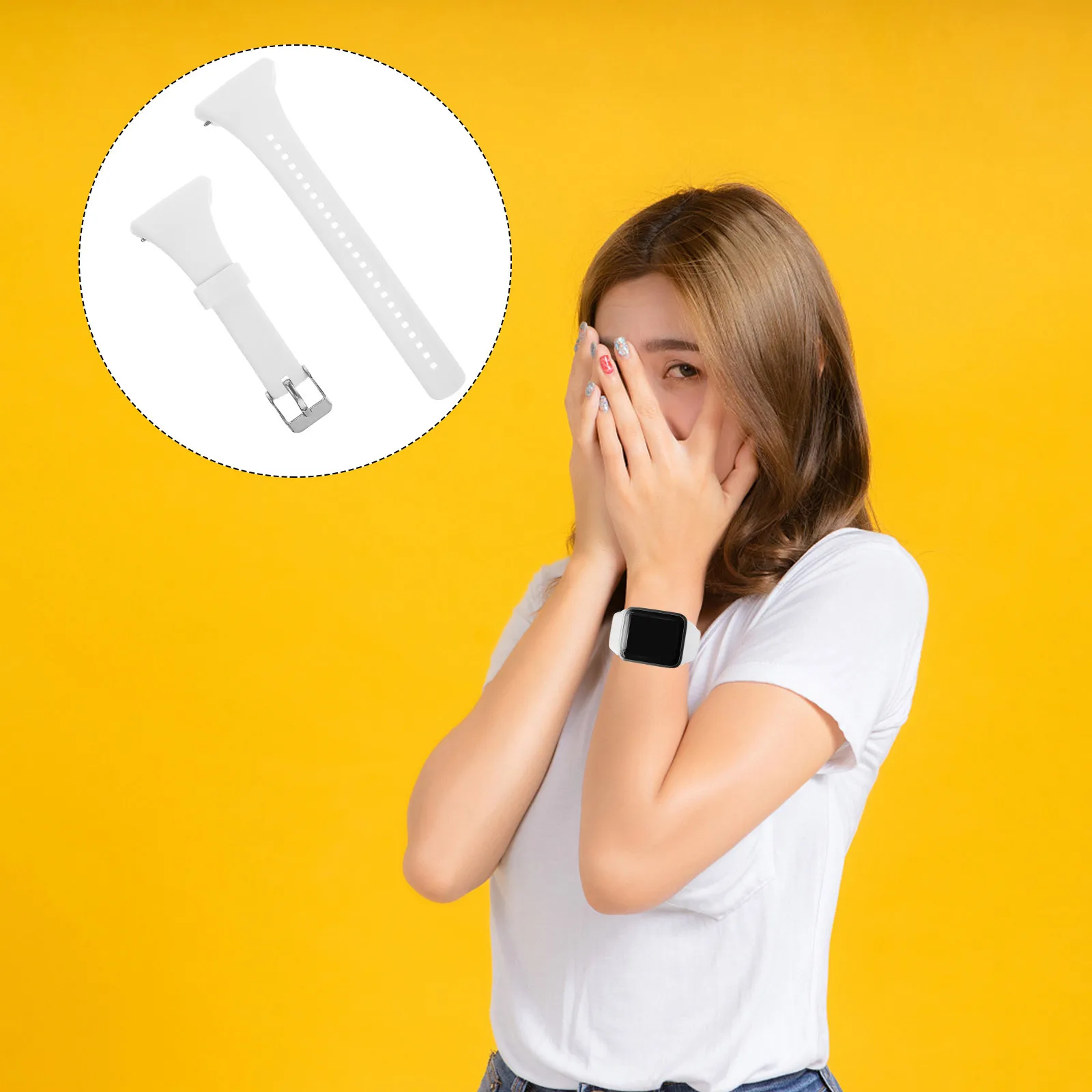 

White Replacement Watchband Plastic Strap Compatible Ft4 Ft7 Durable Comfortable Fashion Wristband Plastic Watchband