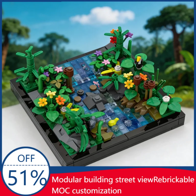 

361 PCS Customized MOC Pirate Series Jungle Stream Scene Model Technology DIY Puzzle Assembly Creative Kids Toys Christmas Gifts