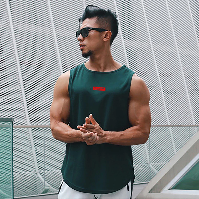 Summer Moisture Wicking Mesh Quick Dry Sleeveless Gym Fitness Tank Tops Men's Bodybuilding Running Sport Cool Feeling T-Shirt