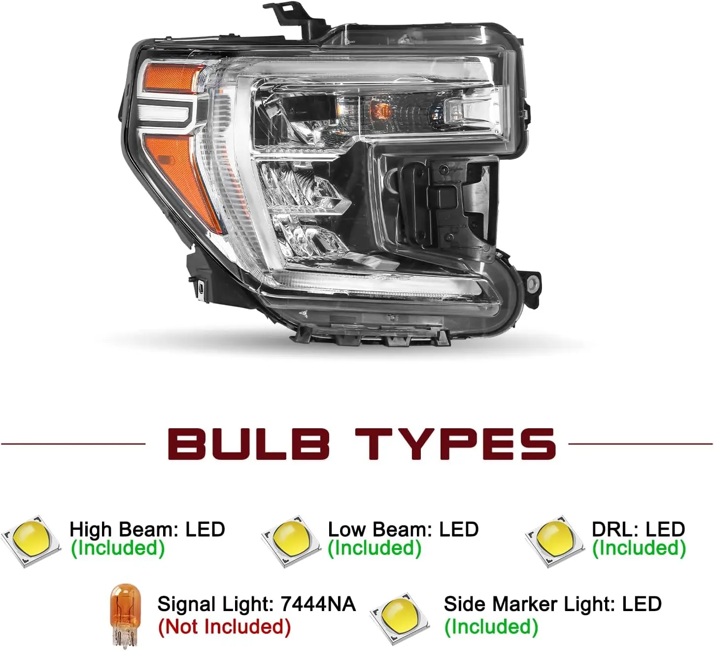 يناسب 2019 2020 2021 جي إم سي سييرا 1500 LED المصابيح الأمامية الهالوجين بدوره إشارة نموذج مجموعة مصابيح أمامية استبدال مصنع كشافات