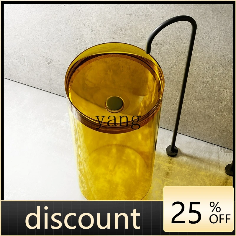 

LTT transparent column basin household color integrated floor cylindrical resin hand wash basin