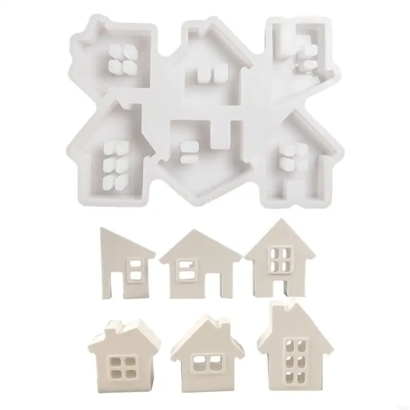 

N0HE 6-in-1 House Resim Molds Plaster Silicone Molds for Candle Chocolate, Decoration