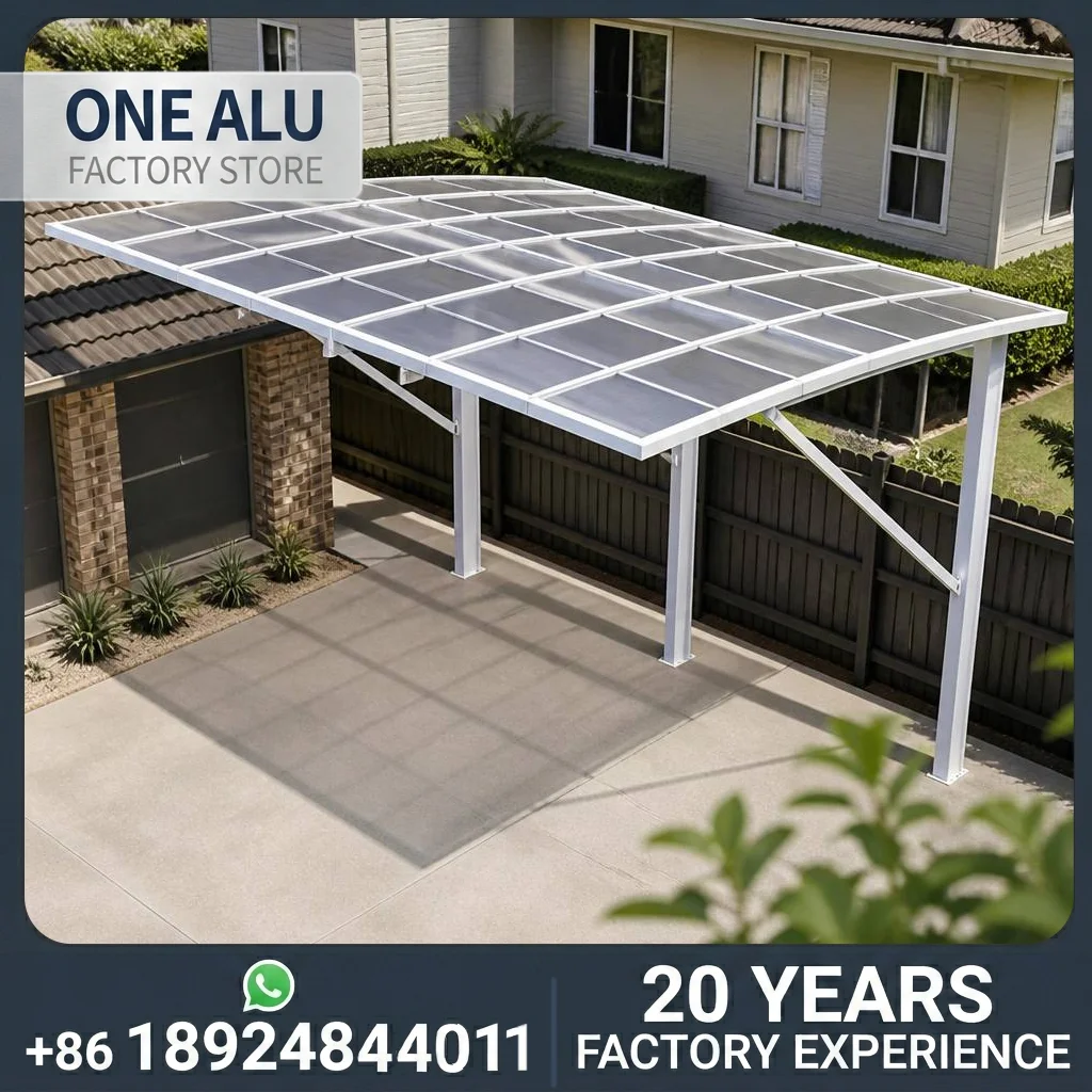 Customizable Large Outdoor Aluminum Carport Shelter with Panel Roof for Home Parking Driveway
