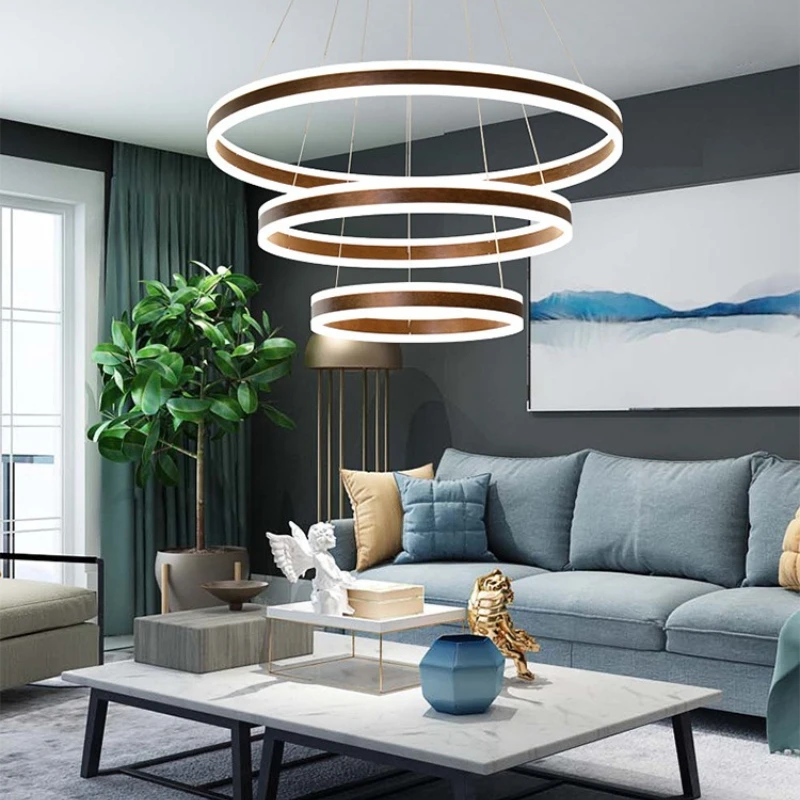 Nordic Light Luxury Acrylic Pendant Light for Living Room Bedroom LED Sample Room Metallic Luster Ultra-Thin Hanging Chandeliers