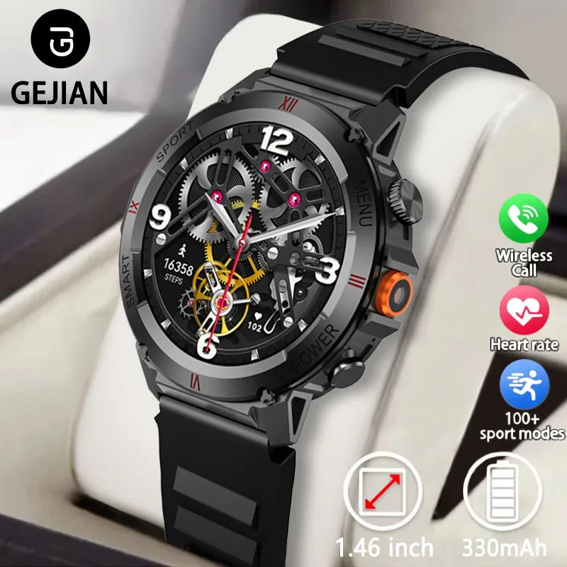 

GEJIAN Men's 5.3 Bluetooth Call New Watch, Equipped with 1.46-inch Screen and 240 * 240 Resolution Heart Rate Monitoring Watch