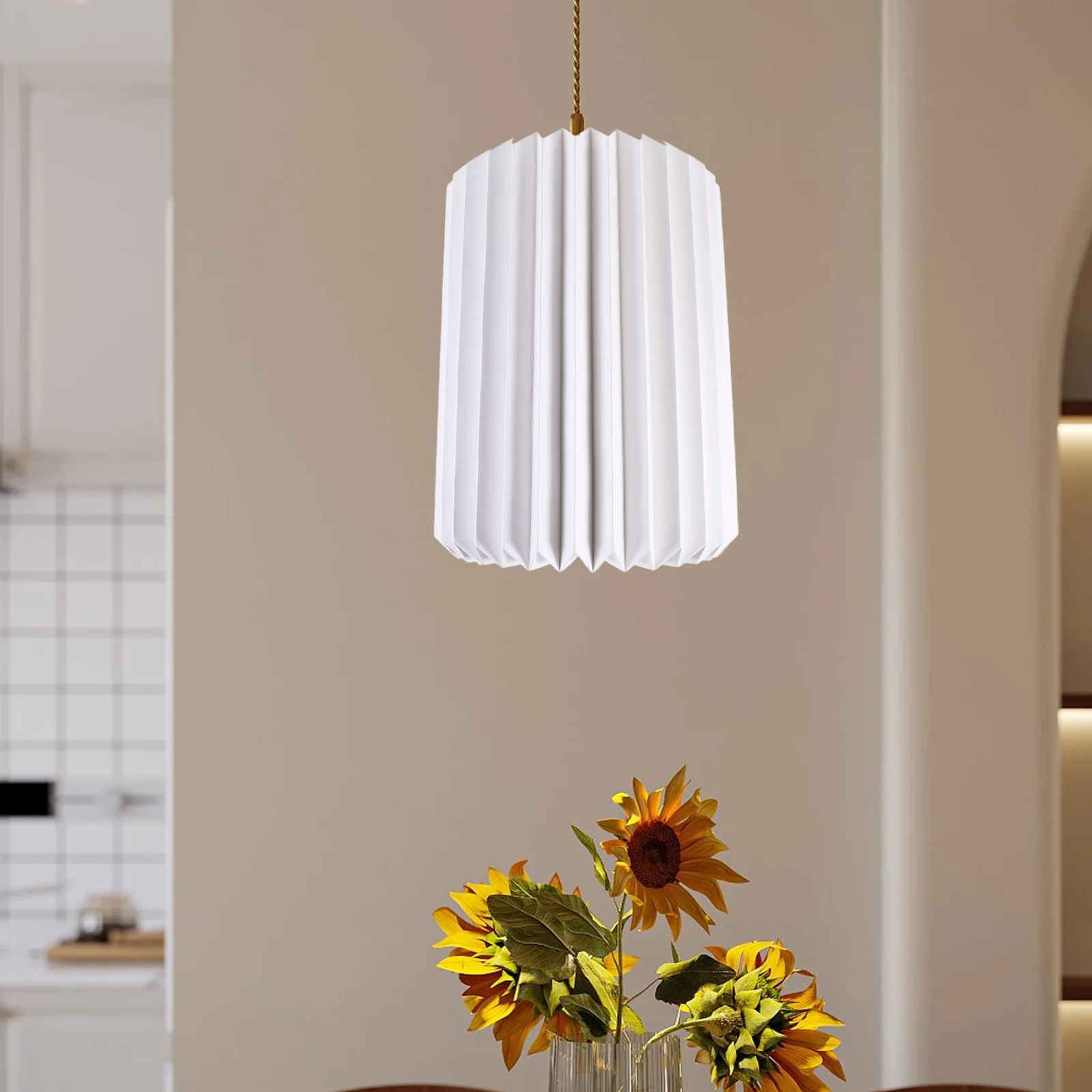 

Origami Paper Lantern Shade White Pleated Lamp Covers Replacement Chandelier Light Bedroom Kitchen Pendant Lampshade