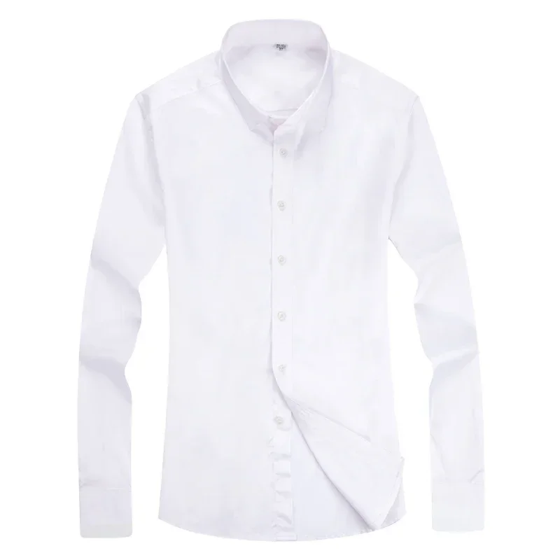 Men's Formal Dress Shirt White Black Blue Long Sleeve Shirts Men Business Slim Fit Camisa Male Chemise Red Purple S-5XL