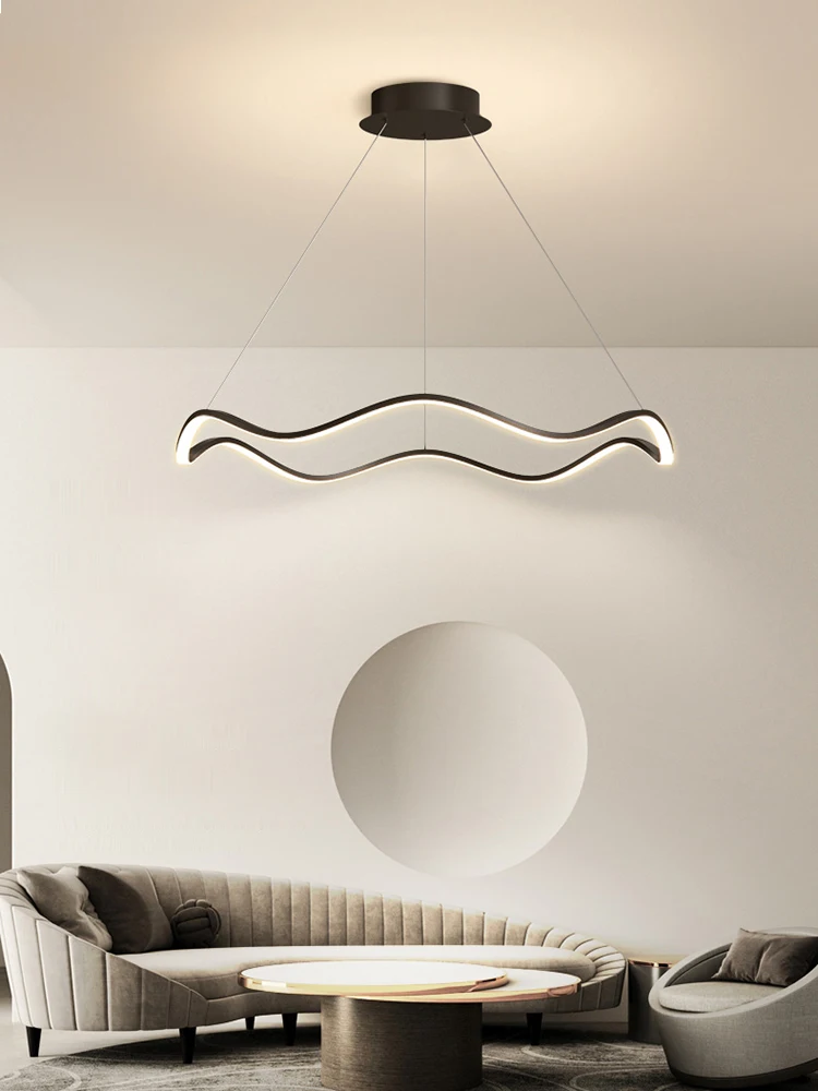 Imagem -04 - Criativa Círculo Onda Led Luzes Pingente Modern Minimalista Lustre Living And Dining Room Lamp Iluminação do Quarto Luminárias Brilho