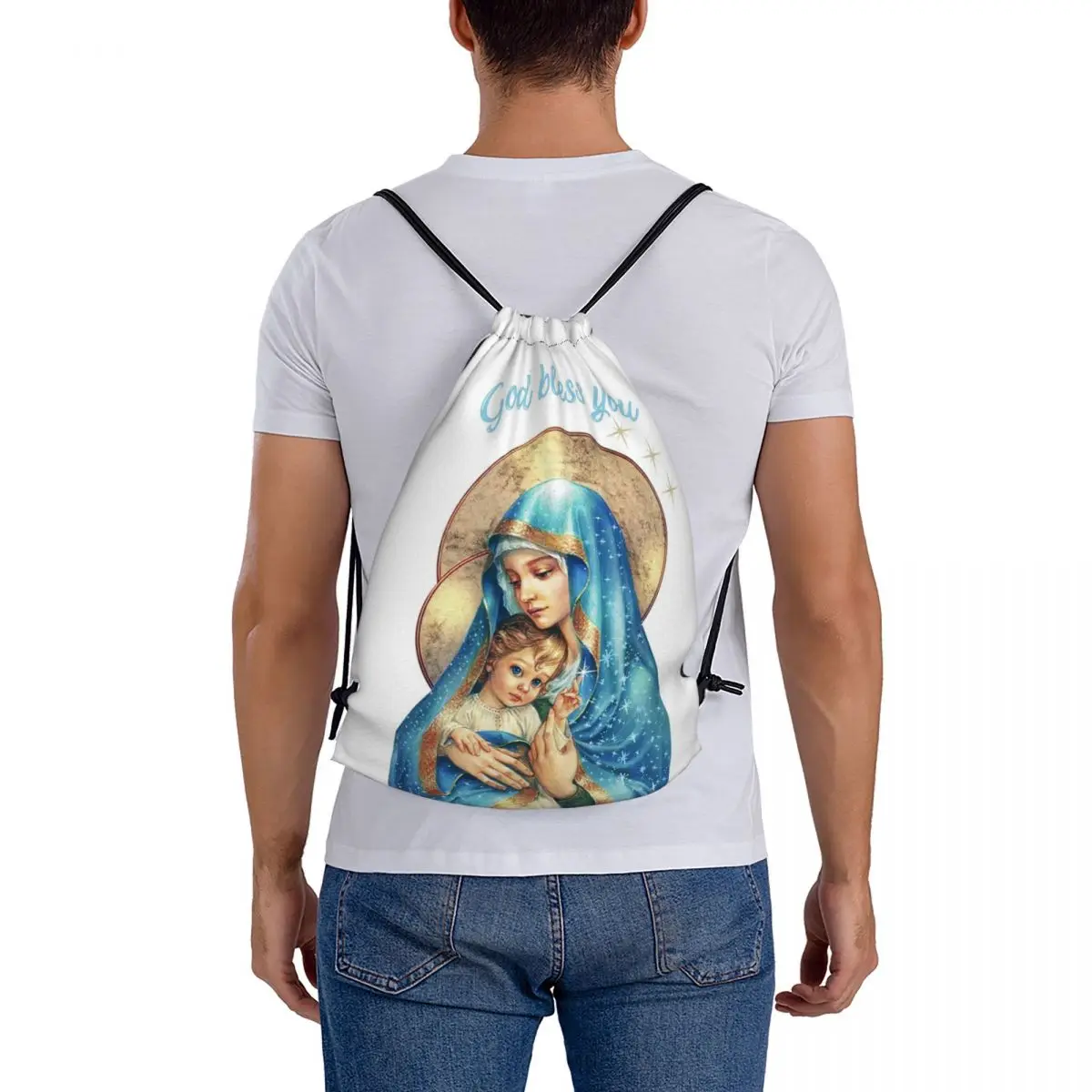 God Bless You Backpacks Fashion Drawstring Bags Sundries Bag Book Bags for Man Woman Students
