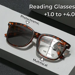 2024 Photochromic Anti Blue Reading Glasses Intelligent Far and Near Dual Light Multifocal Presbyopic Glasses Optical Eyeglass