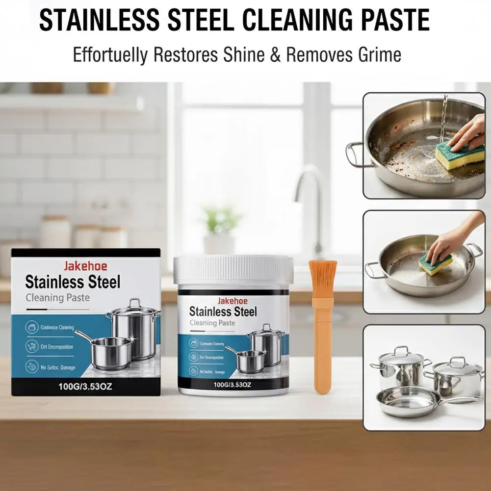 100g Stainless Steel Cleaning Paste Pot Pan Dirts Cleaner Oven Polishing Mental Scratch Rust Remover Cookware Cleaning Cream
