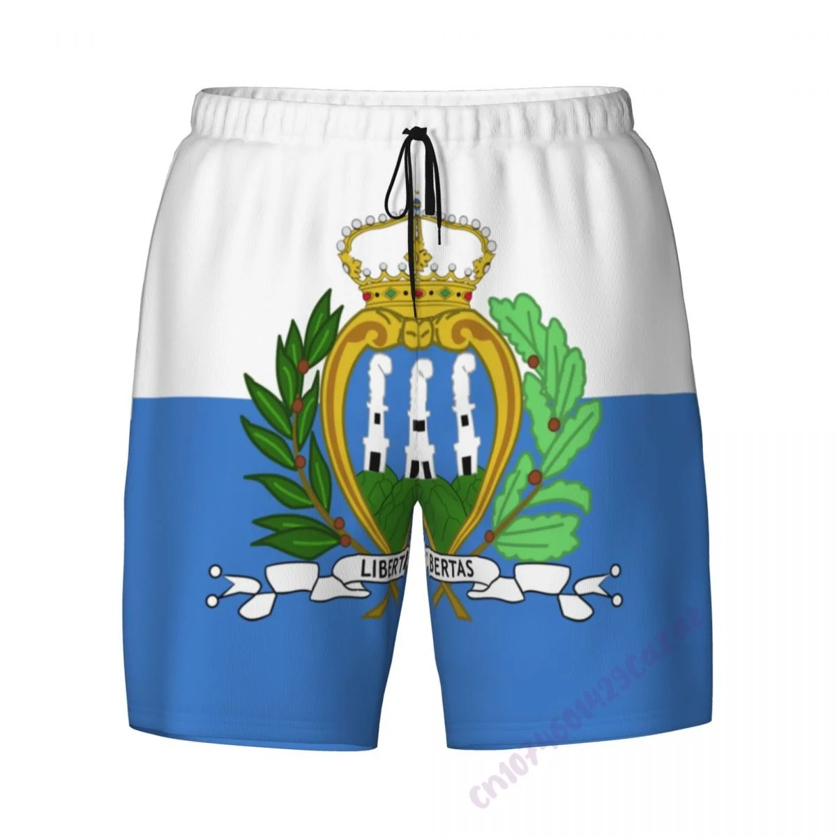 San Marino Flag 3D Mens Swimming Trunks With Compression Liner 2 in 1 Quick-Dry Summer Swim Shorts With Pockets