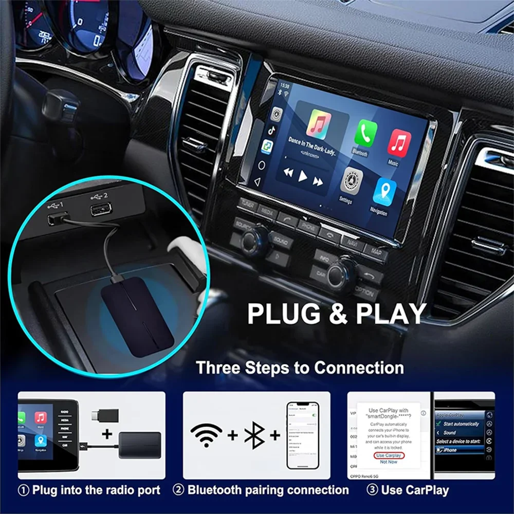 USB 4G Dongle with OB D Wifi Carplay & Android System 4GB + 64GB Wireless Android Auto Box with Sim Card Slot Bluetooth Car Kit