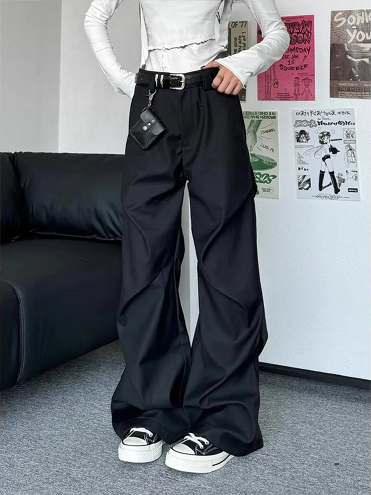 

Cleanfit Men's Straight Leg Trousers High Waist Wide Leg Pants Pleated Casual Trousers Youthful Energy Sle Spring Season