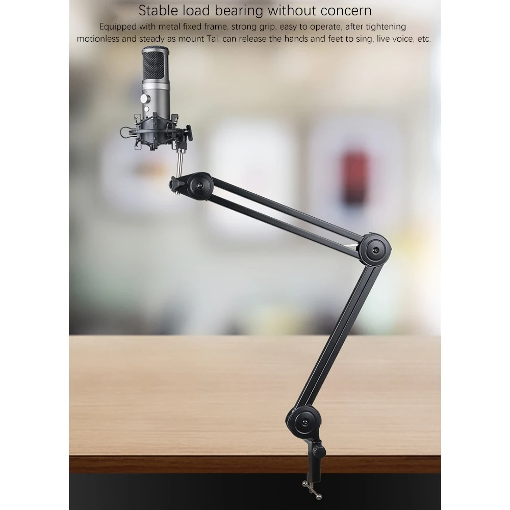 M07K-Microphone Mount Adjustable Rotatable Cantilever Scissors Long Bracket Spring-Free Cantilever Desktop Stand