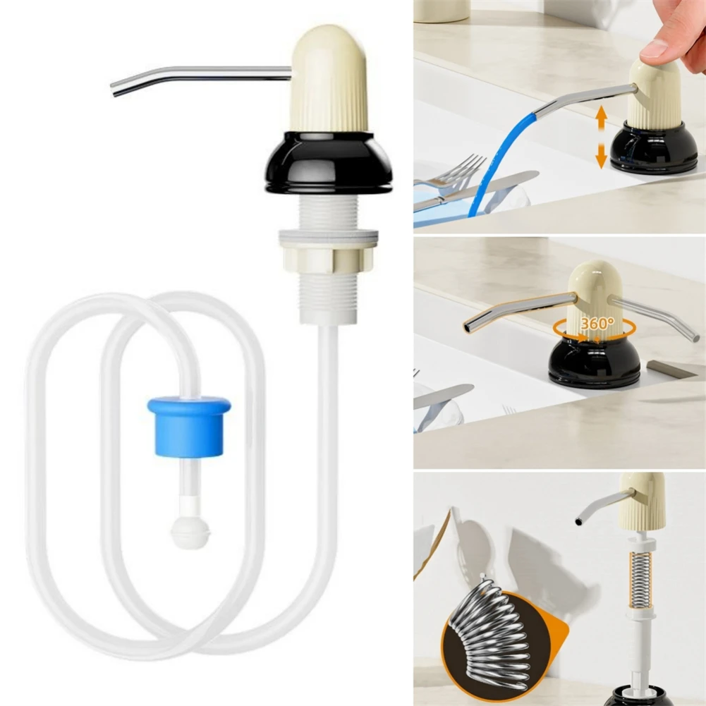 Chic and Practical Design of the Soap Dispenser Pump With an Extended Tubing Option to Streamline Your Space Efficiently