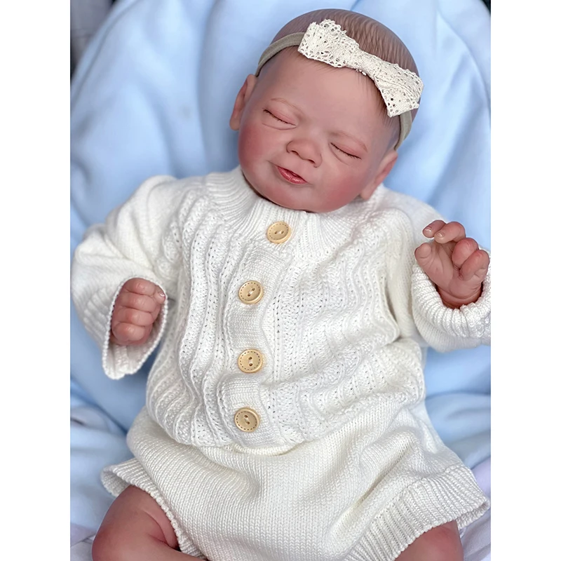 

18inch Vito Reborn Baby Doll Already Painted Finished Sleeping Newborn Baby Size 3D Skin Visible Veins Collectible Art Doll