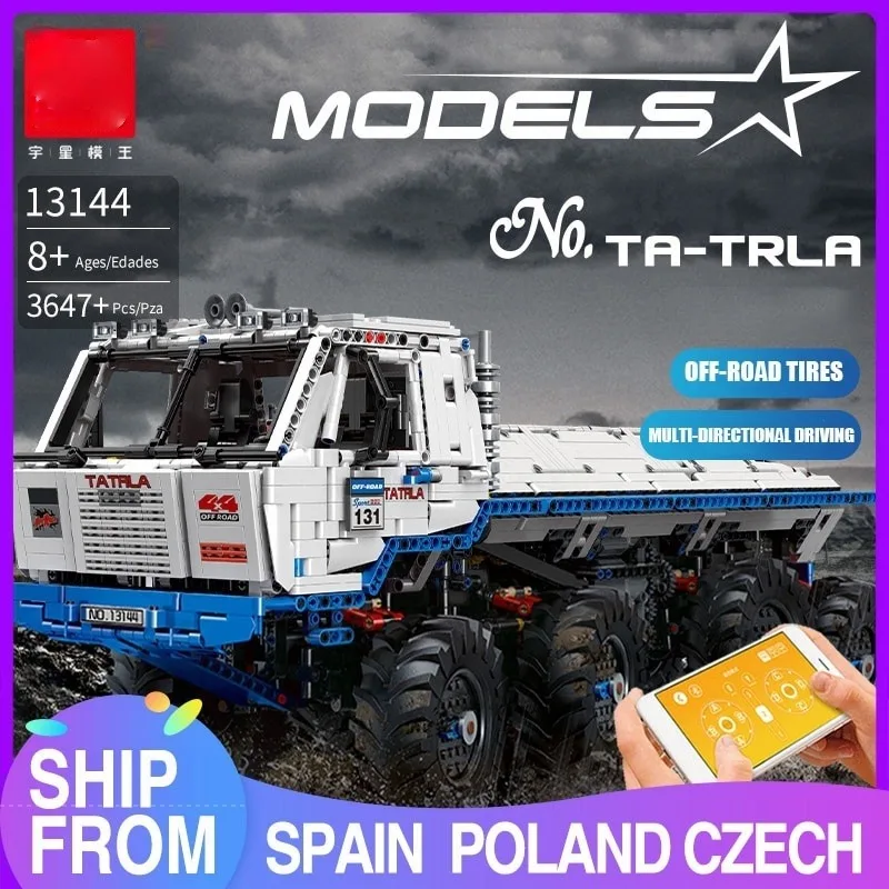 

MOC Высокотехнологичный буксирный внедорожный грузовик Arakawa TATRA 813, модель 8x8, строительные блоки, кирпичи, детские игрушки «сделай сам», рождественские подарки 13144