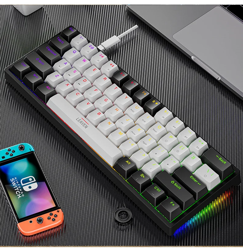 

K620 gaming wired mechanical keyboard TYPE-C hot swappable RGB light effect floating keycap laptop office keyboard PC peripheral