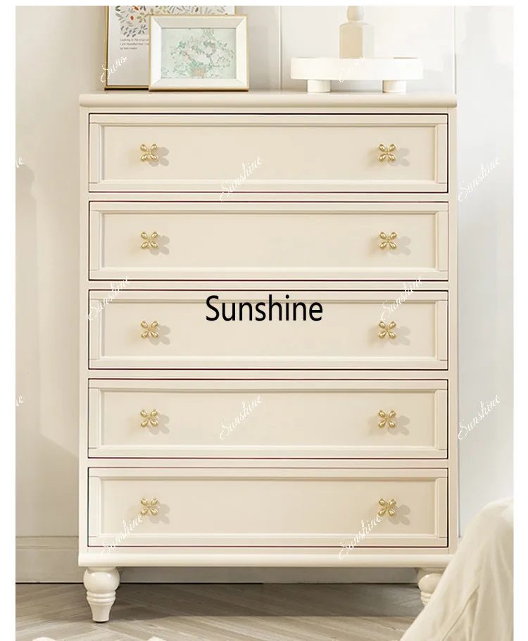 American style light luxury solid wood five-drawer cabinet for living room entryway